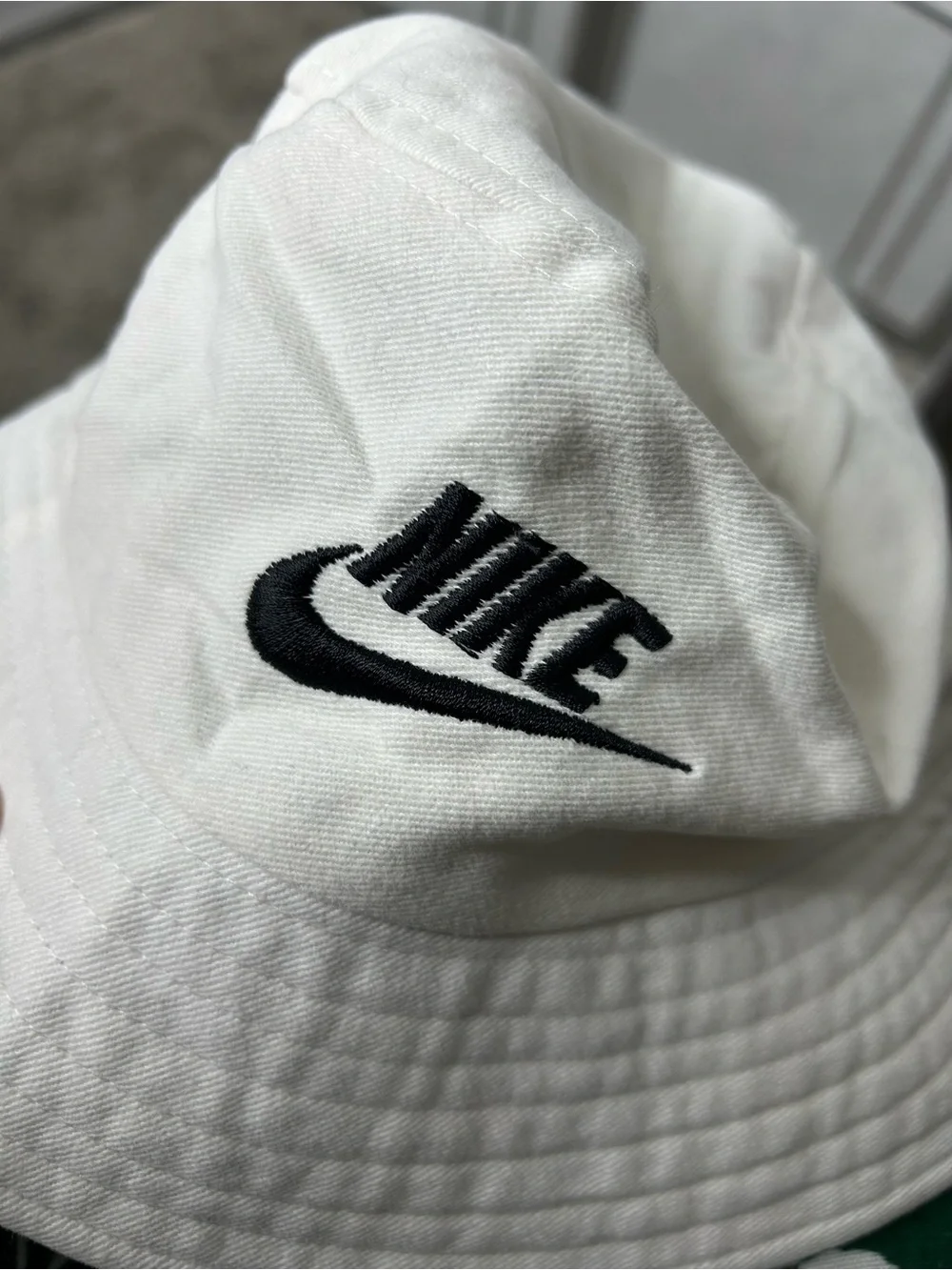 Nike White and Black Embroidered Logo Bucket Hat